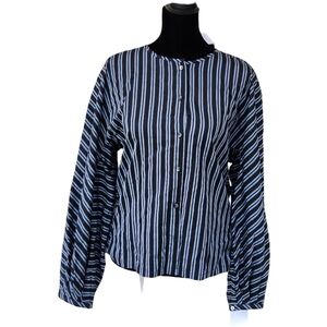 NWT Club Monaco Sculpted Sleeve Puff Top S | Blue and White Stripes | $135 MSRP